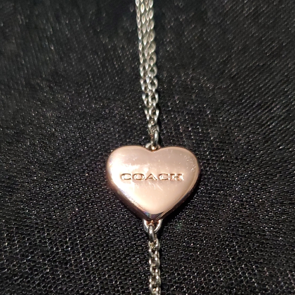 Coach Silver Heart Charm Bracelet